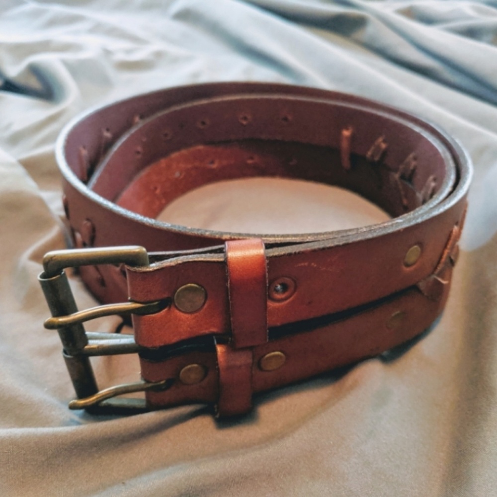Abercrombie Genuine Leather unique double belt